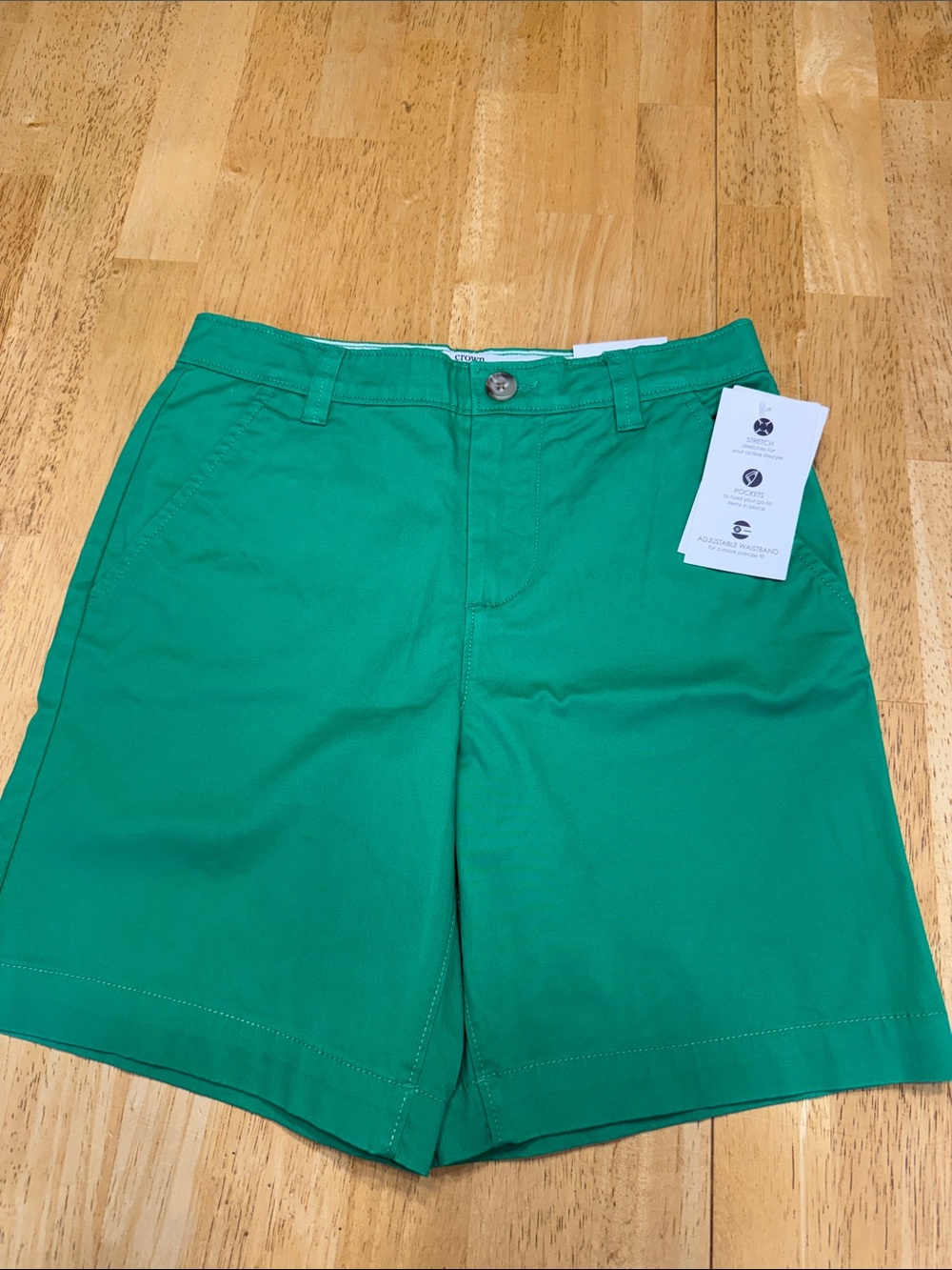 crown & ivy Emerald Green Flat Front Chino Shorts